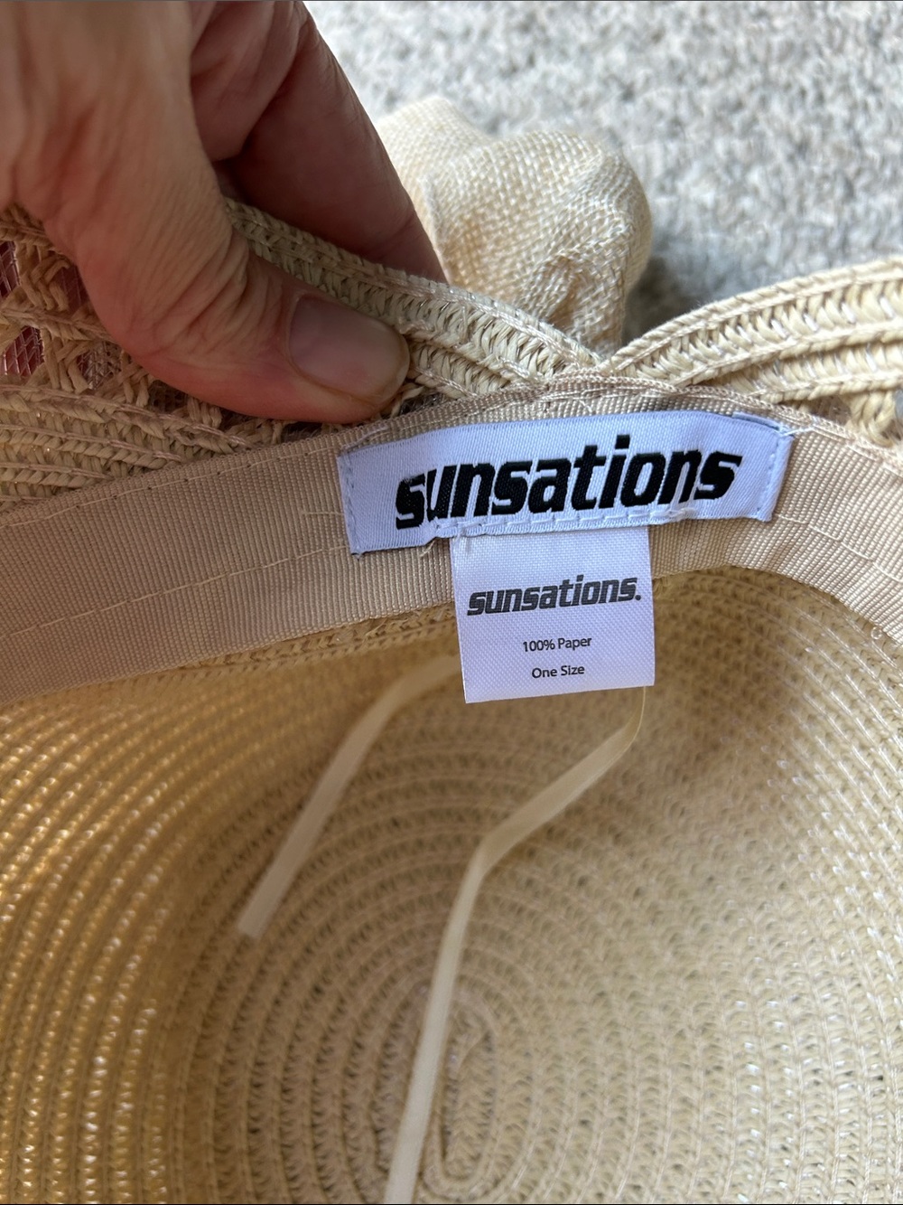 Neutral Straw Sun Hat with Band - Picture 2 of 4